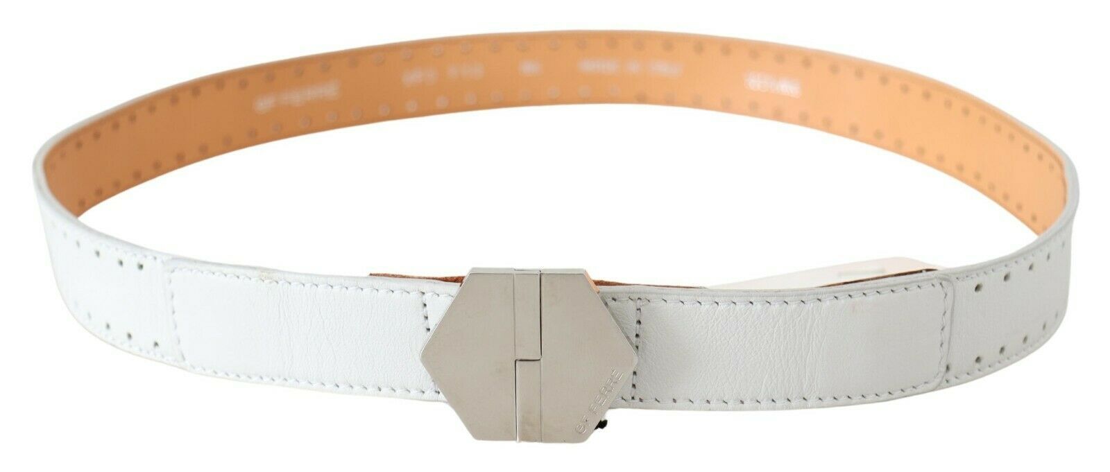 GF Ferre Elegant White Leather Fashion Belt - KALAJ