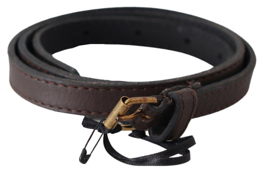 MILA SCHÖN Elegant Brown Leather Fashion Belt with Gold-Tone Buckle - KALAJ