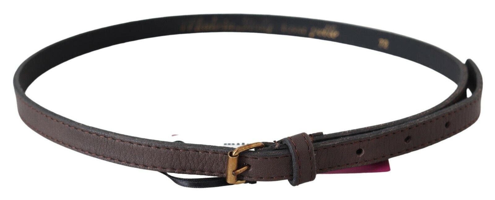 MILA SCHÖN Elegant Brown Leather Fashion Belt with Gold-Tone Buckle - KALAJ