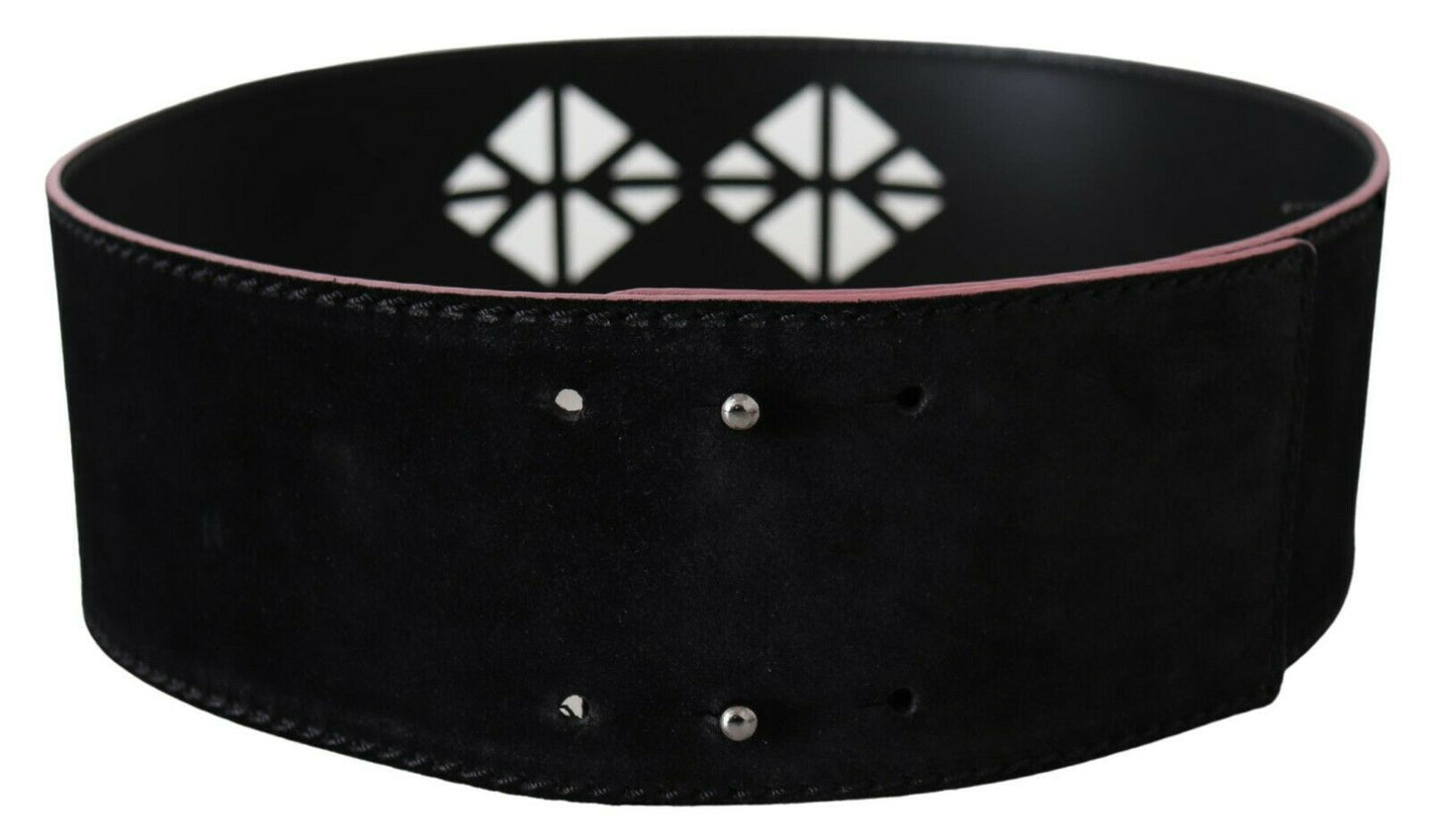 Costume National Elegant Wide Leather Fashion Belt with Metal Accents - KALAJ