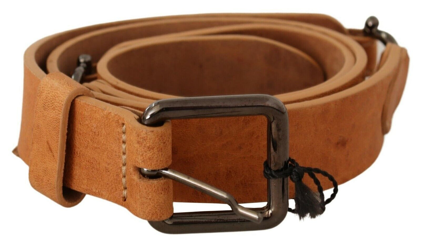 Costume National Elegant Light Brown Fashion Belt with Black-Tone Buckle - KALAJ