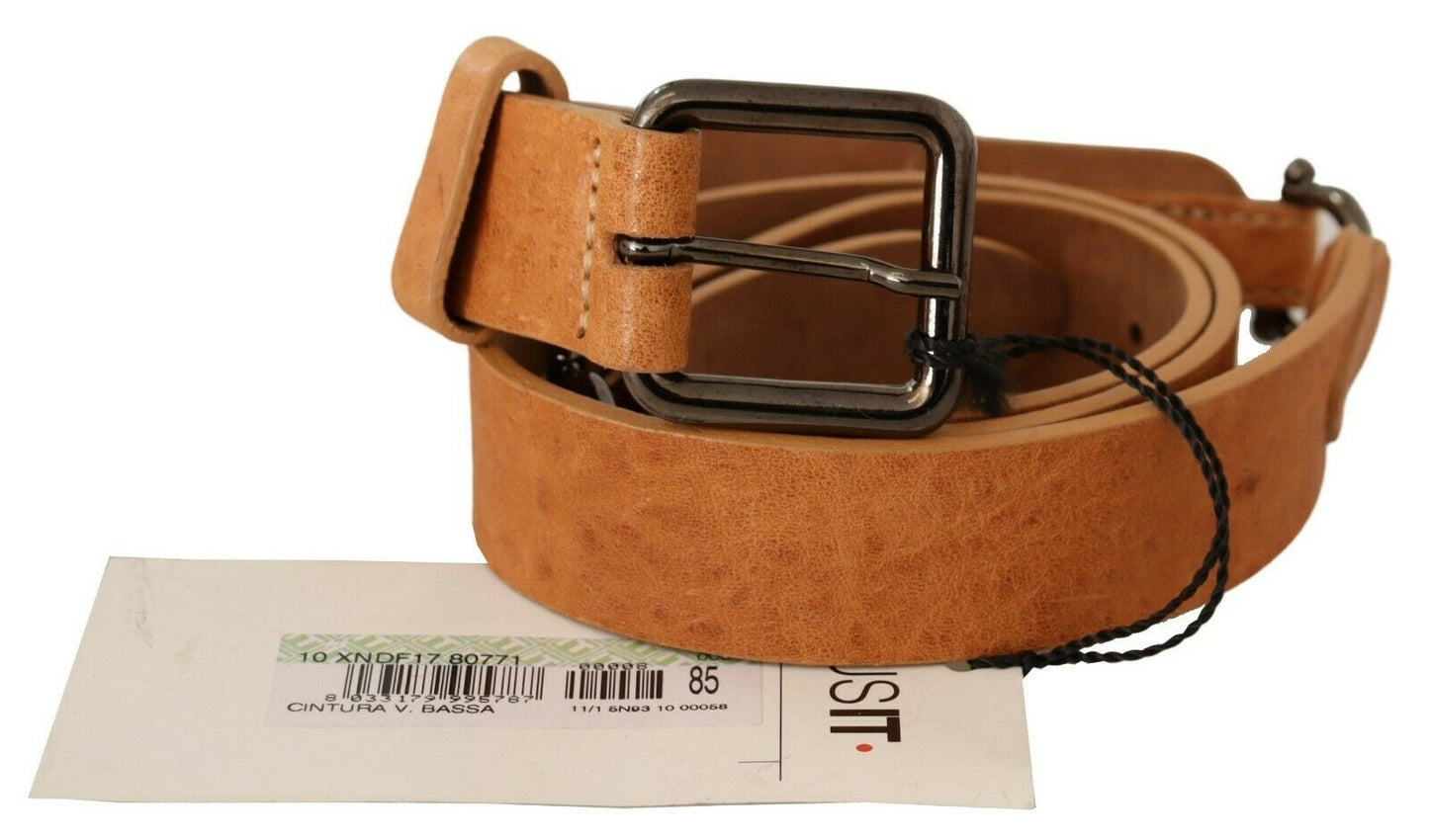 Costume National Elegant Light Brown Fashion Belt with Black-Tone Buckle - KALAJ