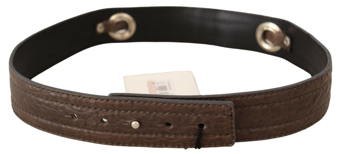 Costume National Elegant Brown Leather Fashion Belt - KALAJ