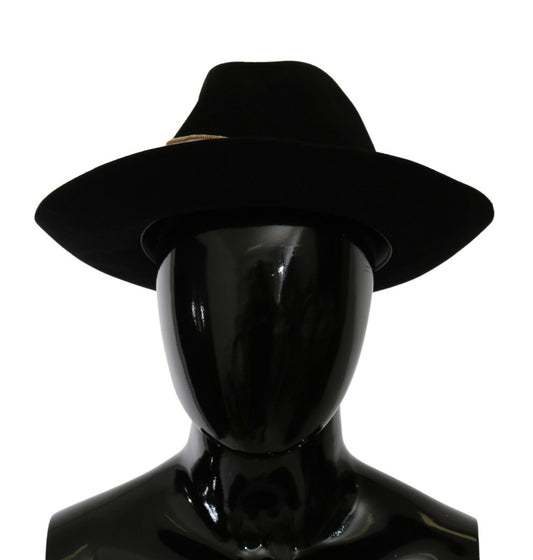 Dolce & Gabbana Elegant Black Lapin Wide Brim Panama Hat - KALAJ