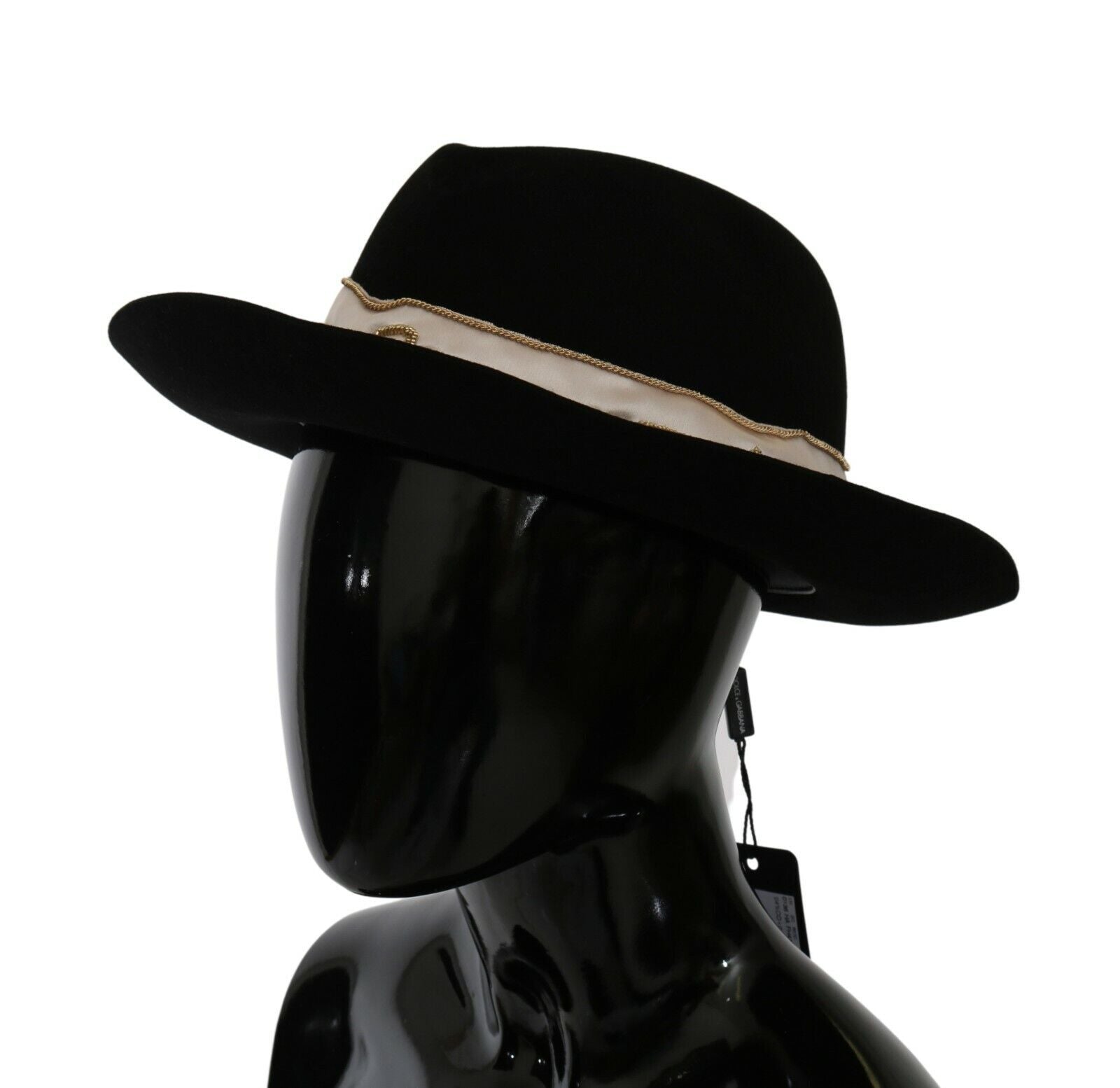 Dolce & Gabbana Elegant Black Lapin Wide Brim Panama Hat - KALAJ