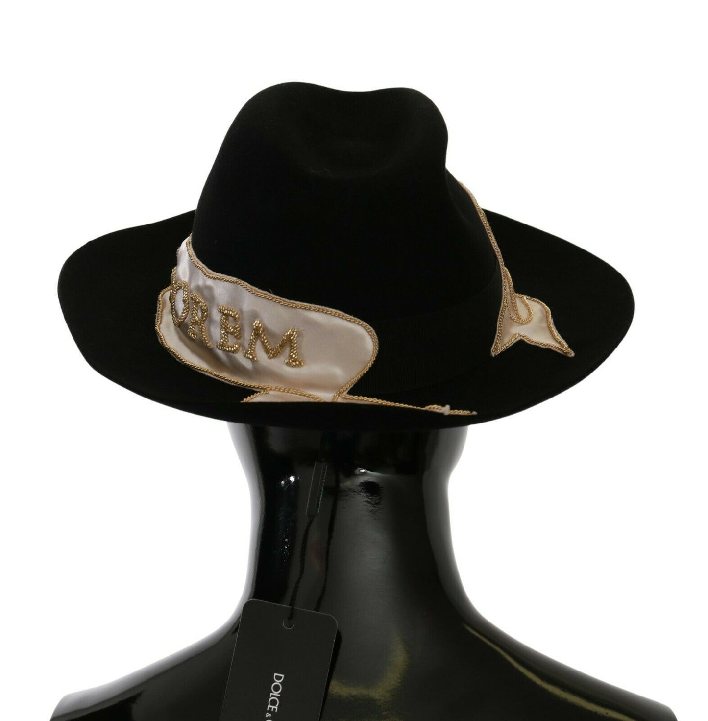 Dolce & Gabbana Elegant Black Lapin Wide Brim Panama Hat - KALAJ