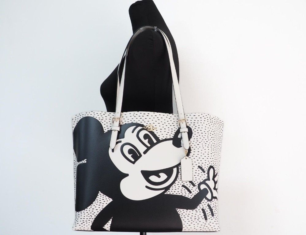 COACH (C6978) Mickey Mouse X Keith Haring Mollie Large Leather Shoulder Tote Bag - KALAJ