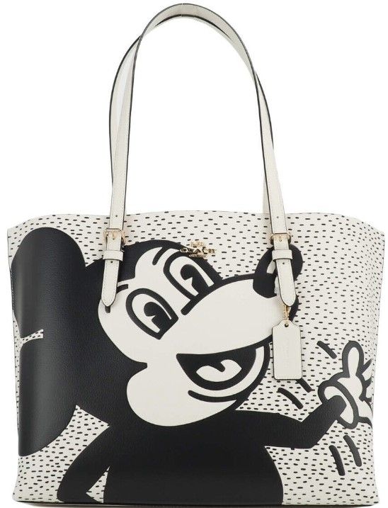 COACH (C6978) Mickey Mouse X Keith Haring Mollie Large Leather Shoulder Tote Bag - KALAJ