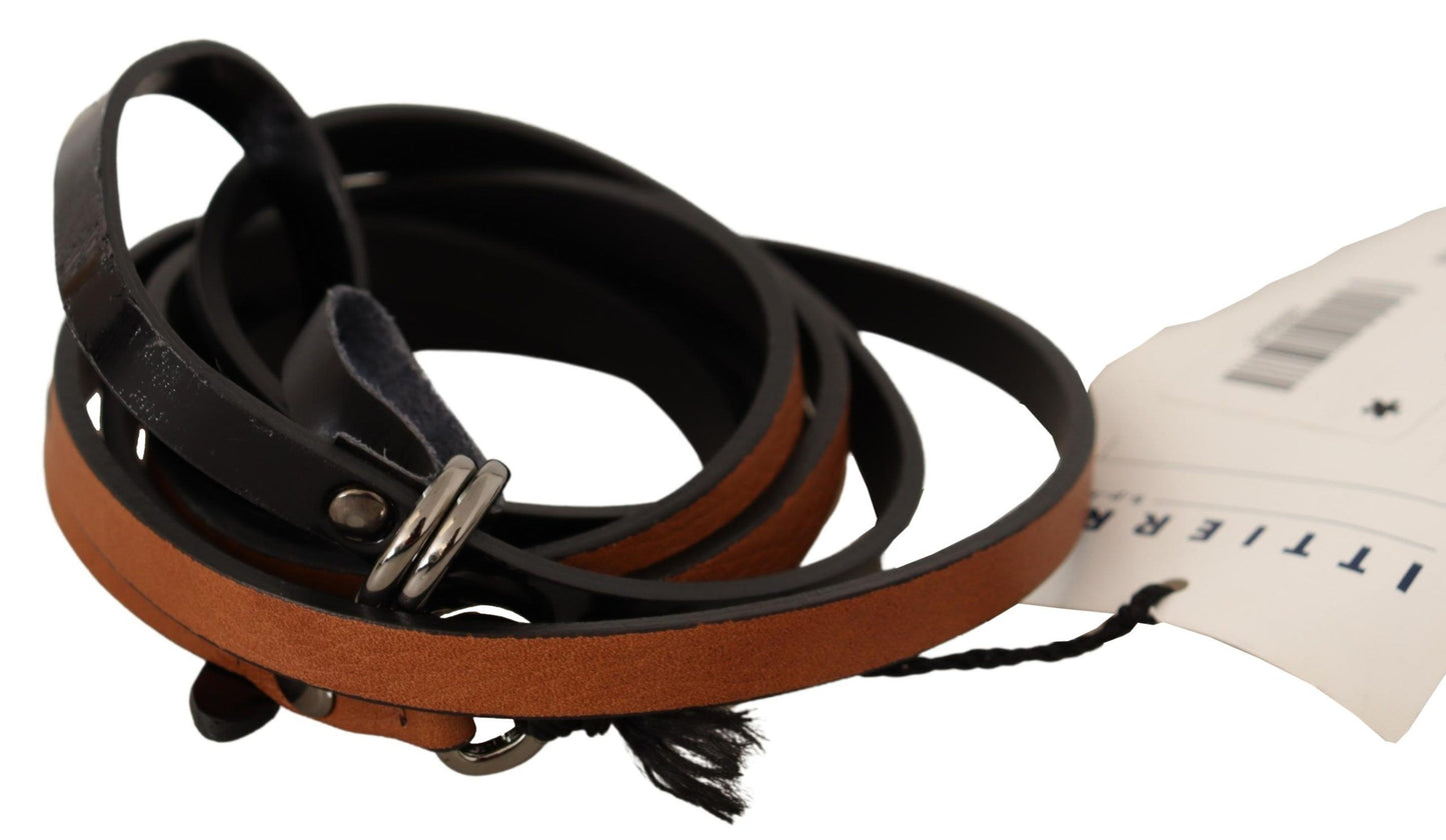 Costume National Elegant Brown Leather Fashion Belt - KALAJ