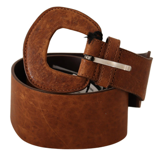 Costume National Elegant Brown Leather Fashion Belt - KALAJ