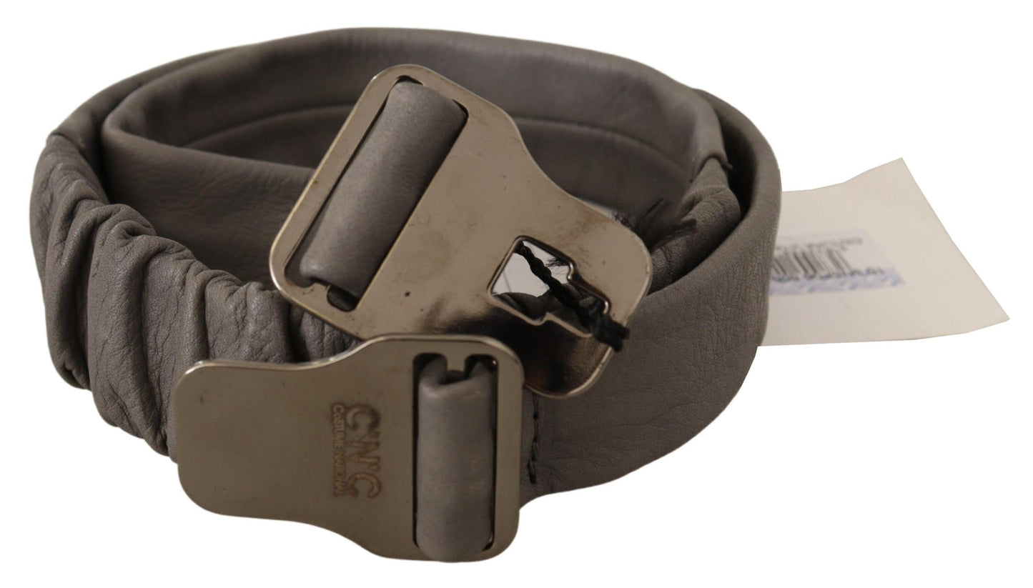 Costume National Elegant Gray Leather Fashion Belt - KALAJ