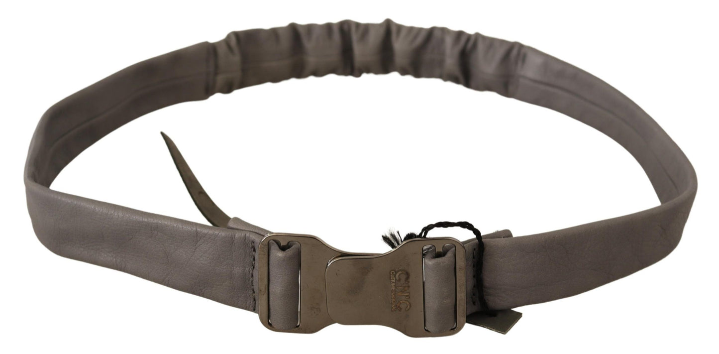 Costume National Elegant Gray Leather Fashion Belt - KALAJ