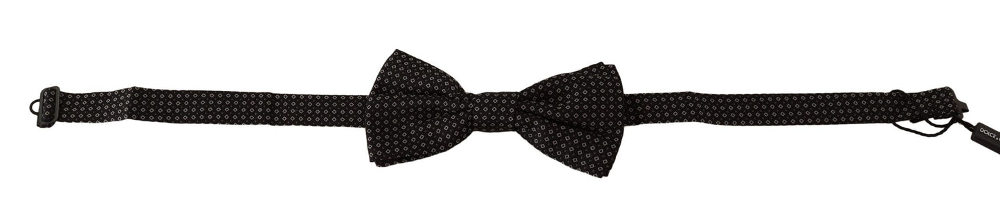 Dolce & Gabbana Elegant Black Patterned Silk Bow Tie - KALAJ