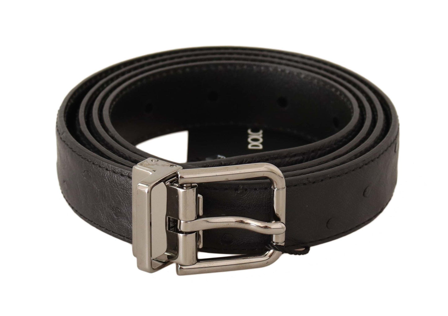 Dolce & Gabbana Elegant Black Leather Belt with Silver Buckle - KALAJ