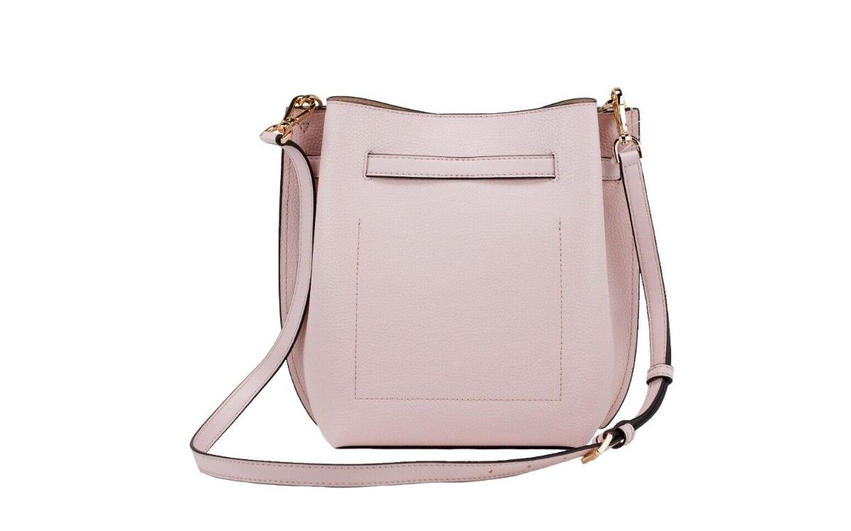 Michael Kors Emilia Small Powder Blush Pebble Leather Bucket Messenger Handbag - KALAJ