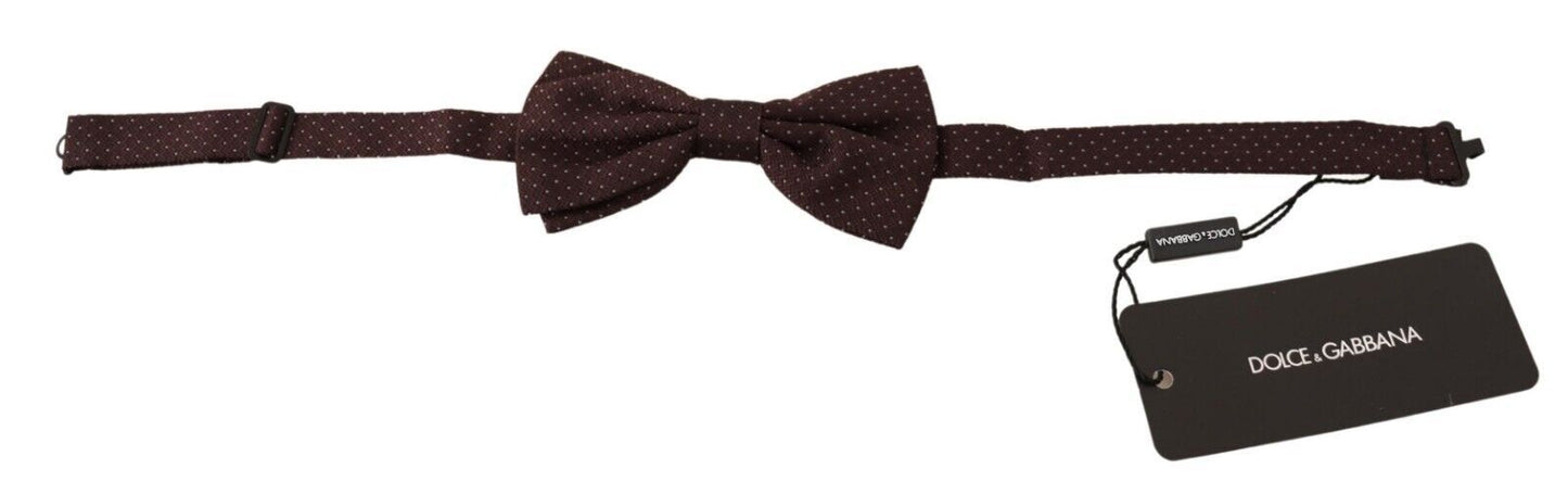 Dolce & Gabbana Elegant Brown Dot Pattern Silk Bow Tie - KALAJ