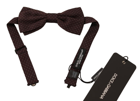 Dolce & Gabbana Elegant Brown Dot Pattern Silk Bow Tie - KALAJ