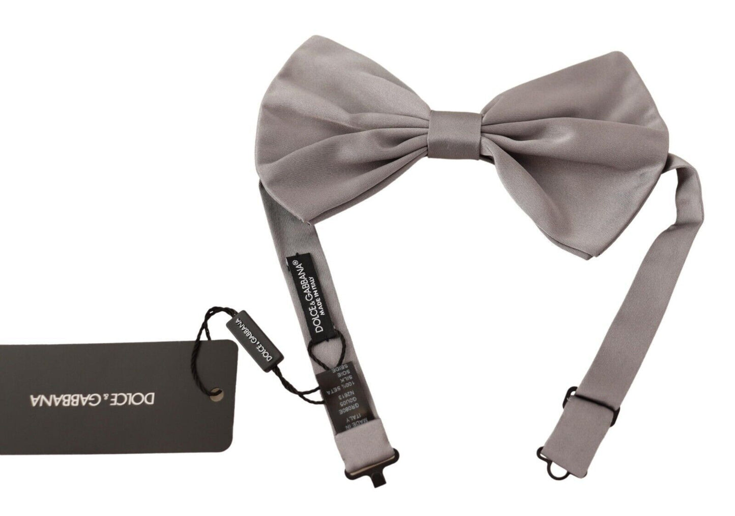 Dolce & Gabbana Elegant Silver Grey Silk Bow Tie - KALAJ