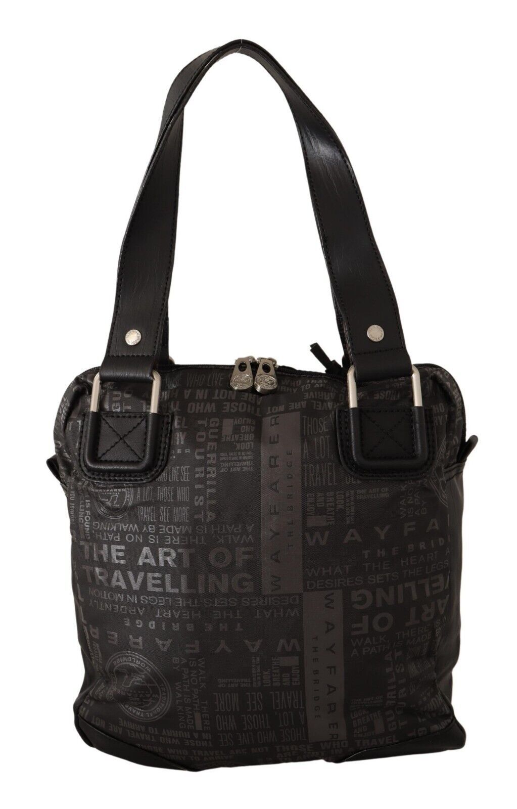 WAYFARER Chic Black and Gray Fabric Shoulder Handbag - KALAJ