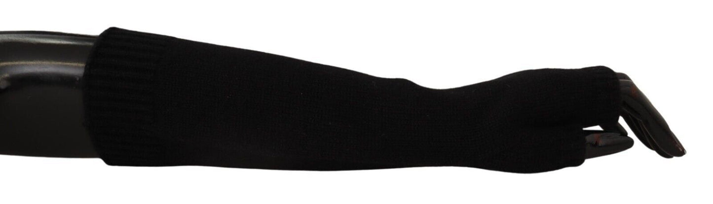 Dolce & Gabbana Elegant Black Cashmere Fingerless Gloves - KALAJ