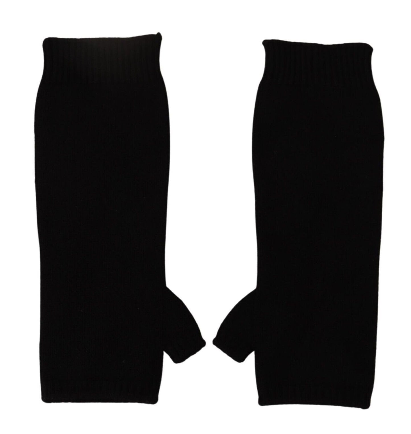 Dolce & Gabbana Elegant Black Cashmere Fingerless Gloves - KALAJ