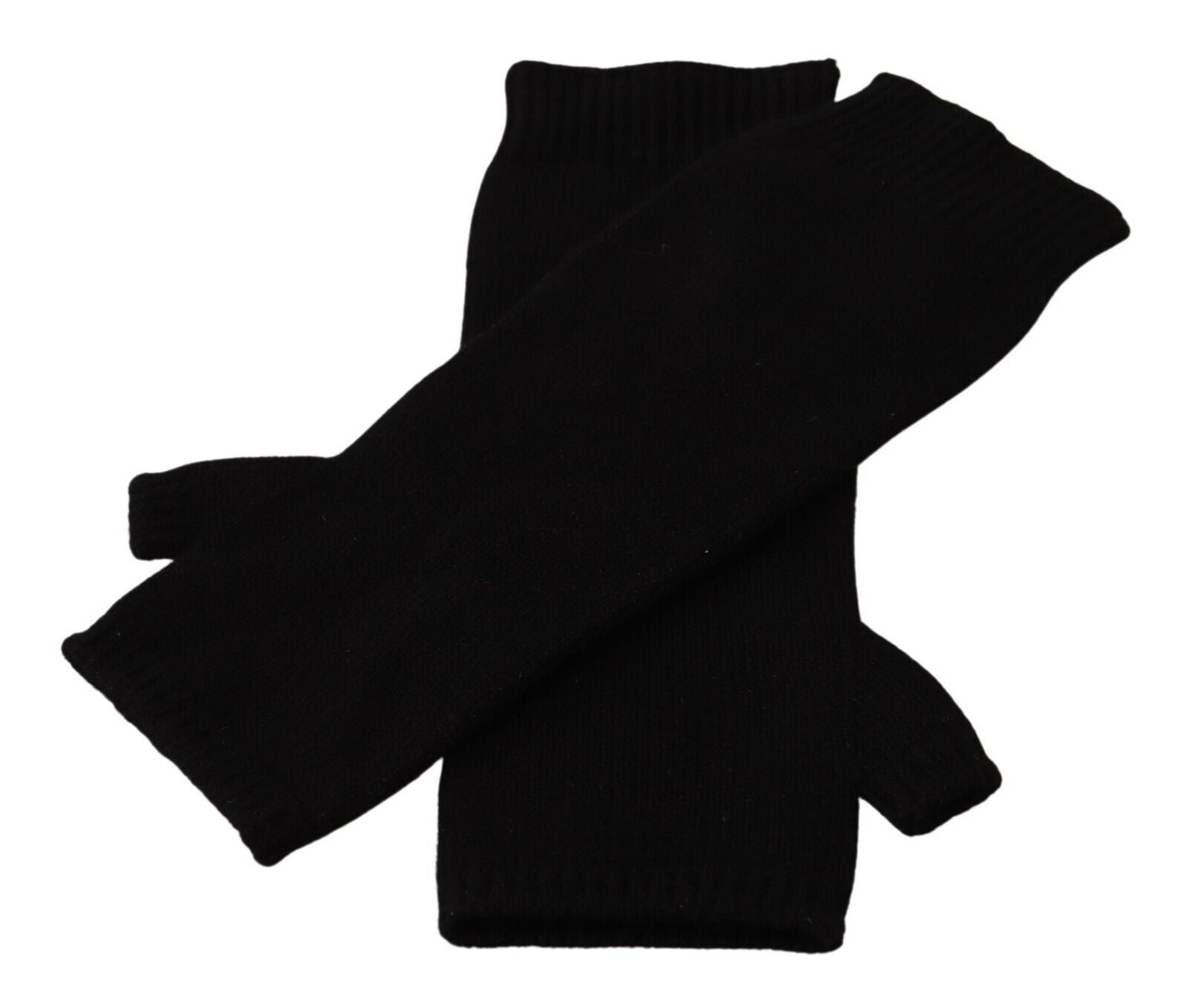 Dolce & Gabbana Elegant Black Cashmere Fingerless Gloves - KALAJ