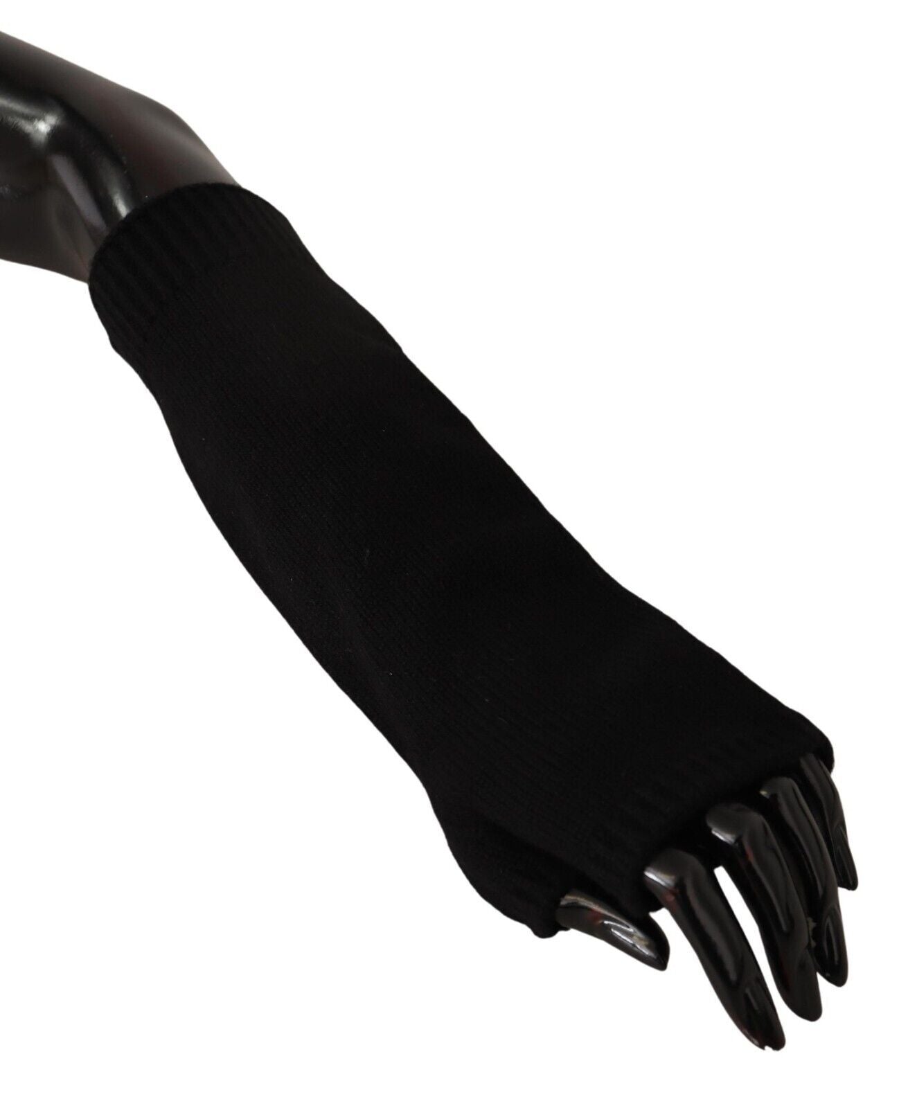 Dolce & Gabbana Elegant Black Cashmere Fingerless Gloves - KALAJ