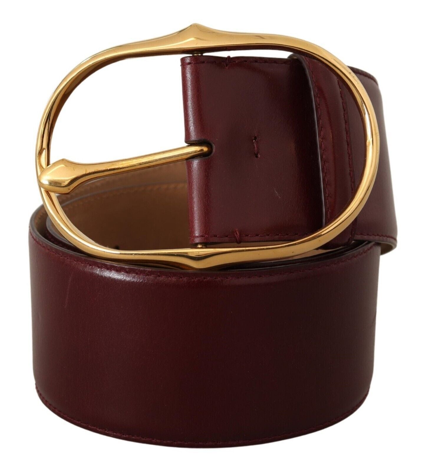 Dolce & Gabbana Elegant Brown Leather Belt with Gold Oval Buckle - KALAJ