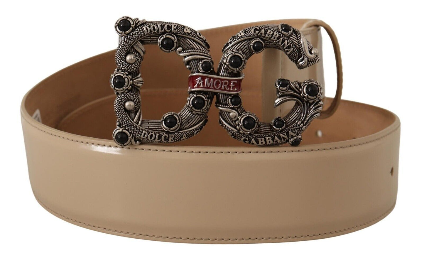 Dolce & Gabbana Vintage-Brass Logo Pearl Embellished Belt - KALAJ