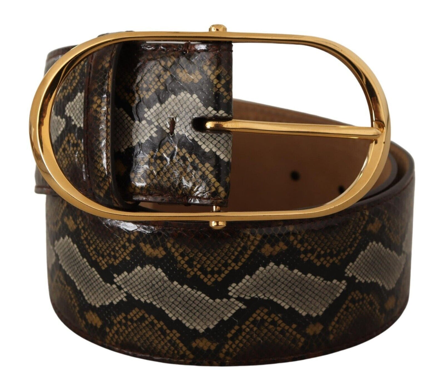 Dolce & Gabbana Elegant Gold Oval Buckle Leather Belt - KALAJ