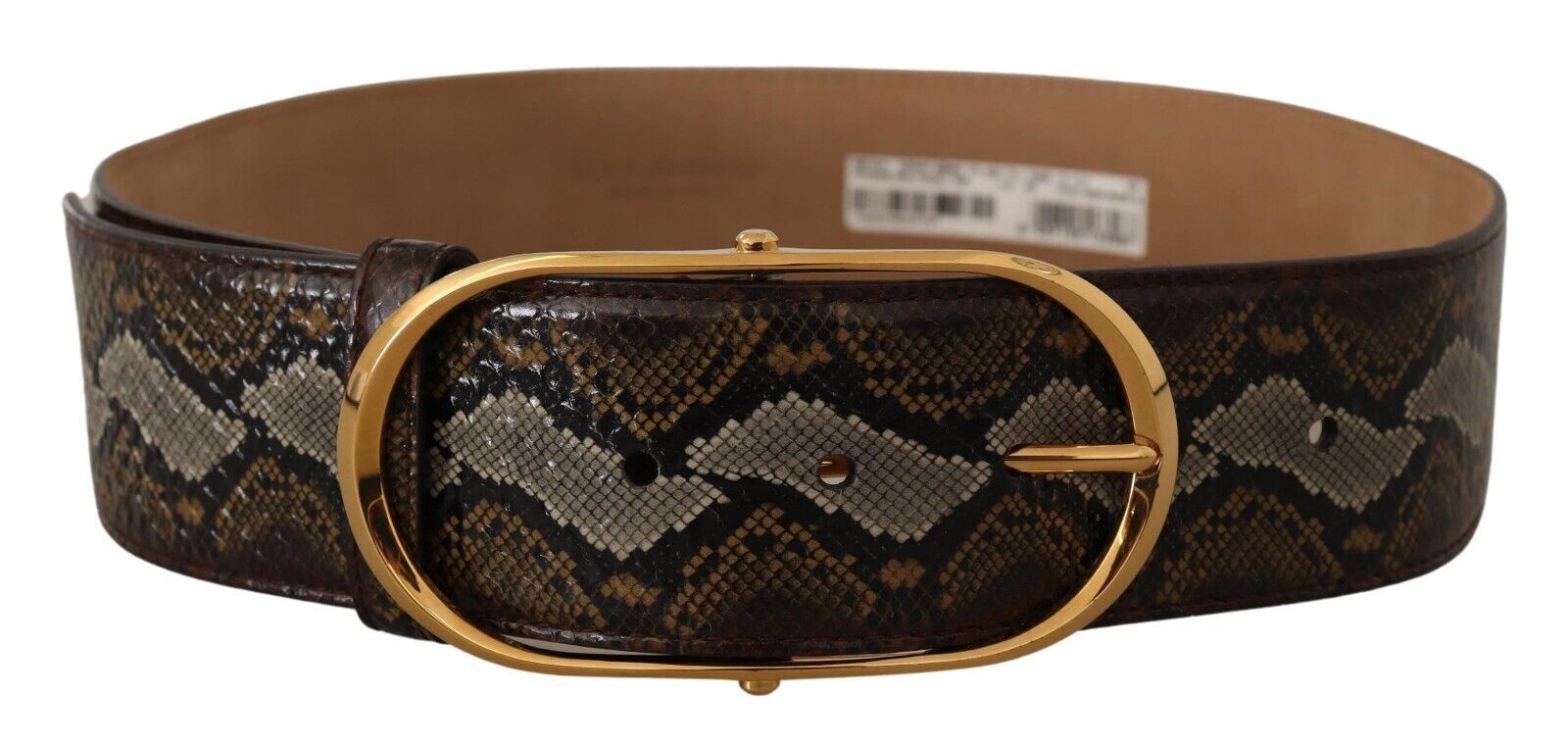 Dolce & Gabbana Elegant Gold Oval Buckle Leather Belt - KALAJ