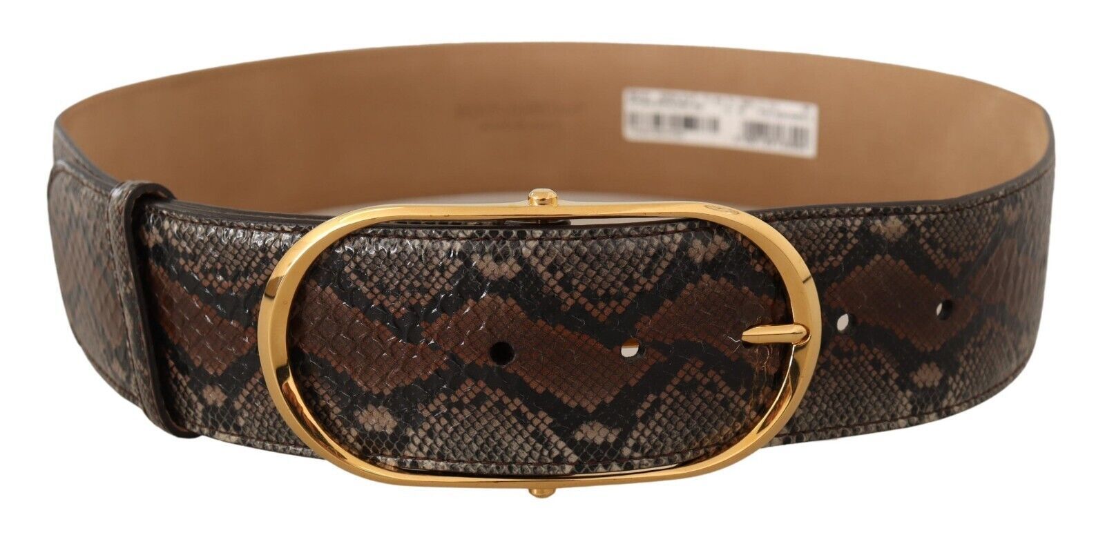 Dolce & Gabbana Elegant Brown Leather Belt with Gold Buckle - KALAJ