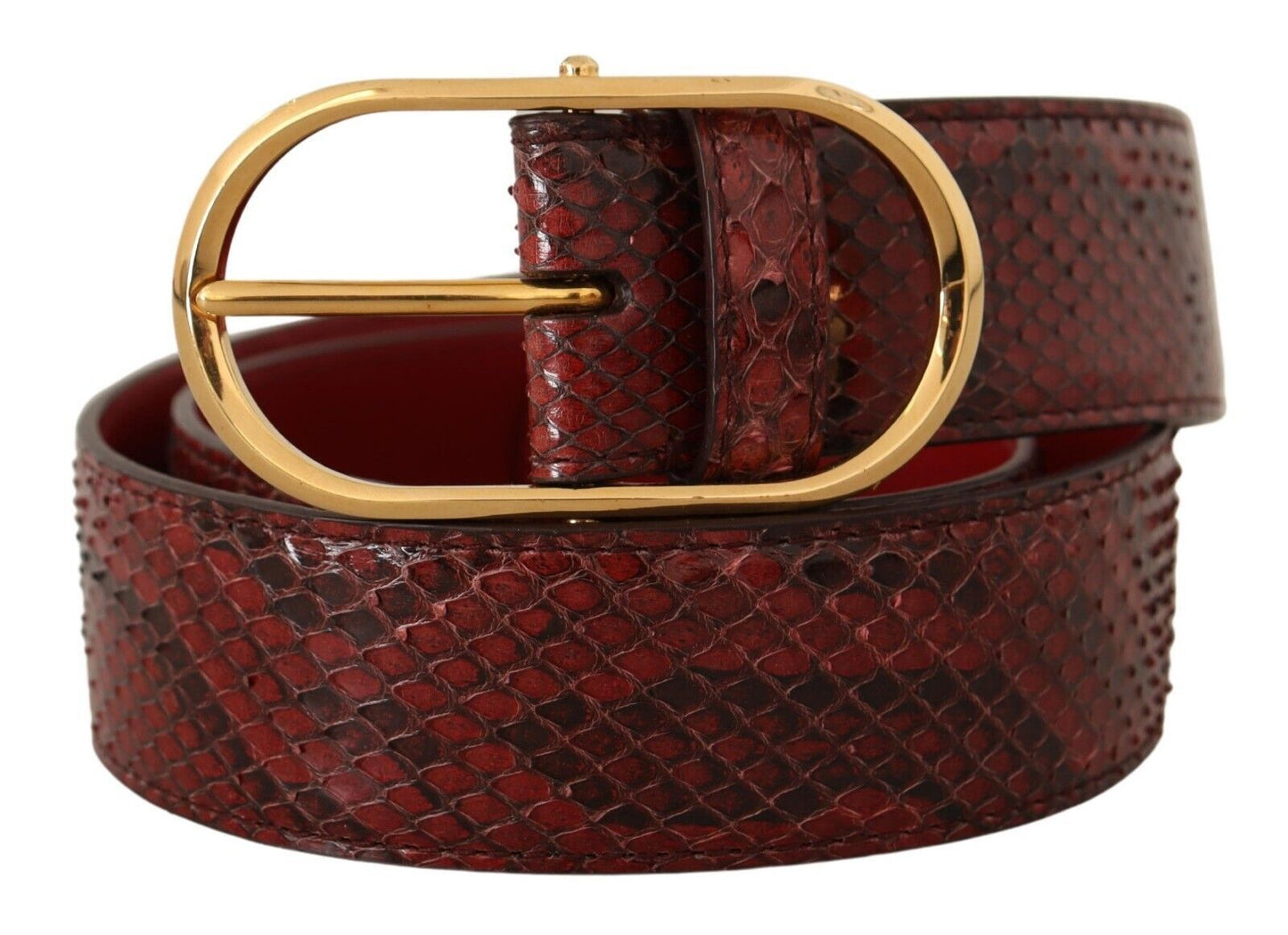 Dolce & Gabbana Elegant Red Snakeskin Leather Belt - KALAJ