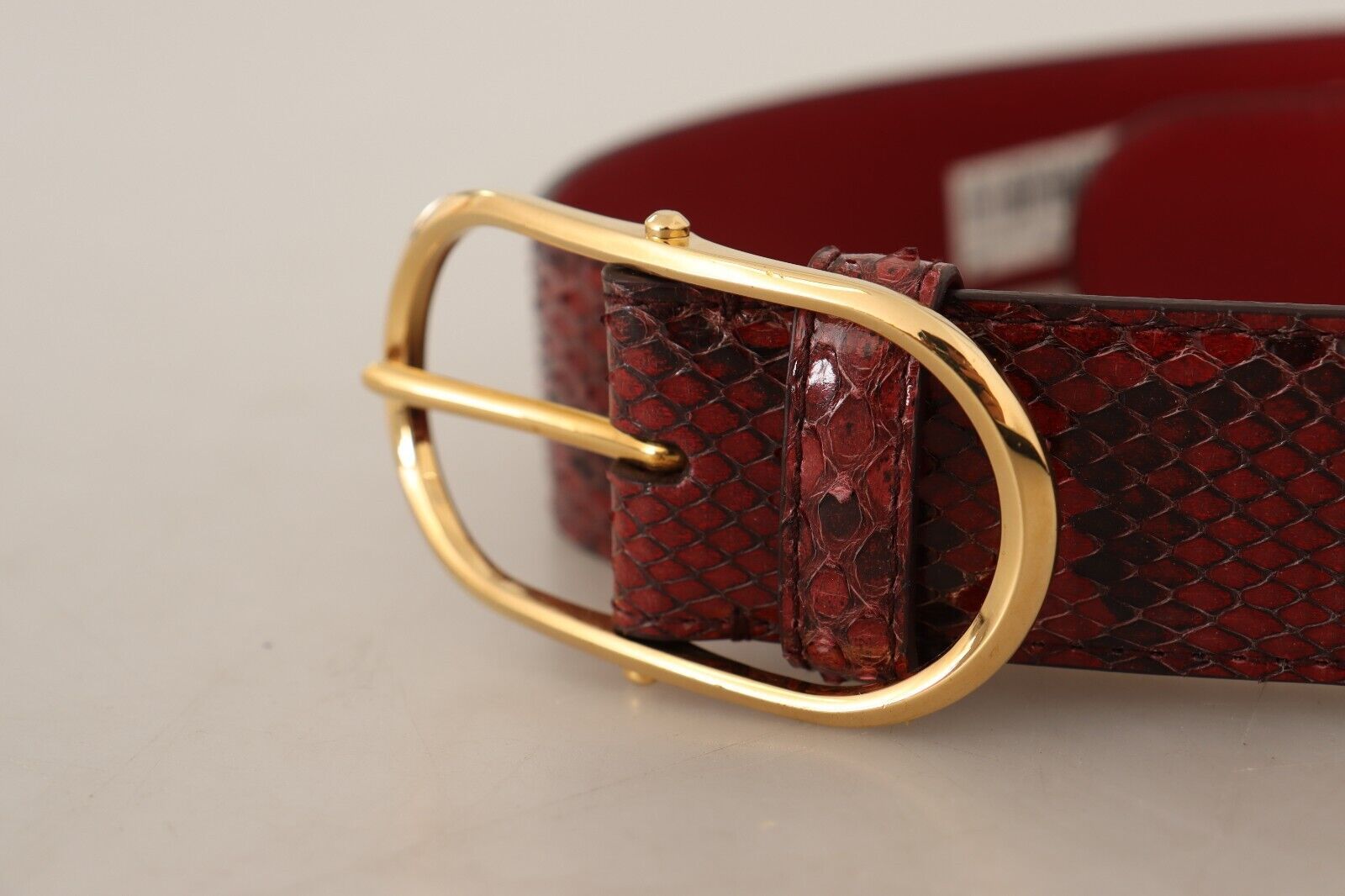 Dolce & Gabbana Elegant Red Snakeskin Leather Belt - KALAJ