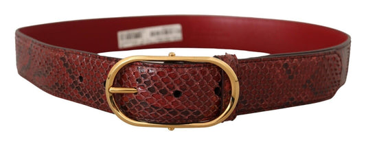 Dolce & Gabbana Elegant Red Snakeskin Leather Belt - KALAJ