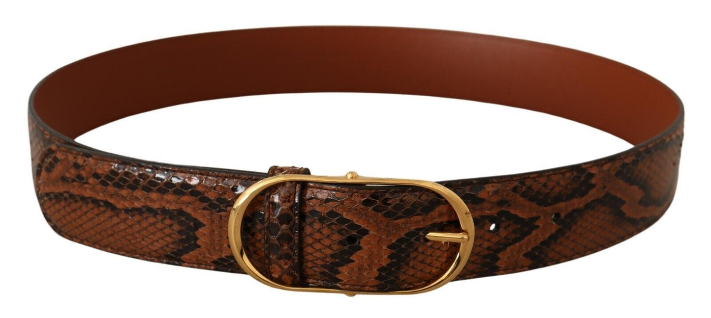 Dolce & Gabbana Elegant Leather Belt with Gold Buckle - KALAJ