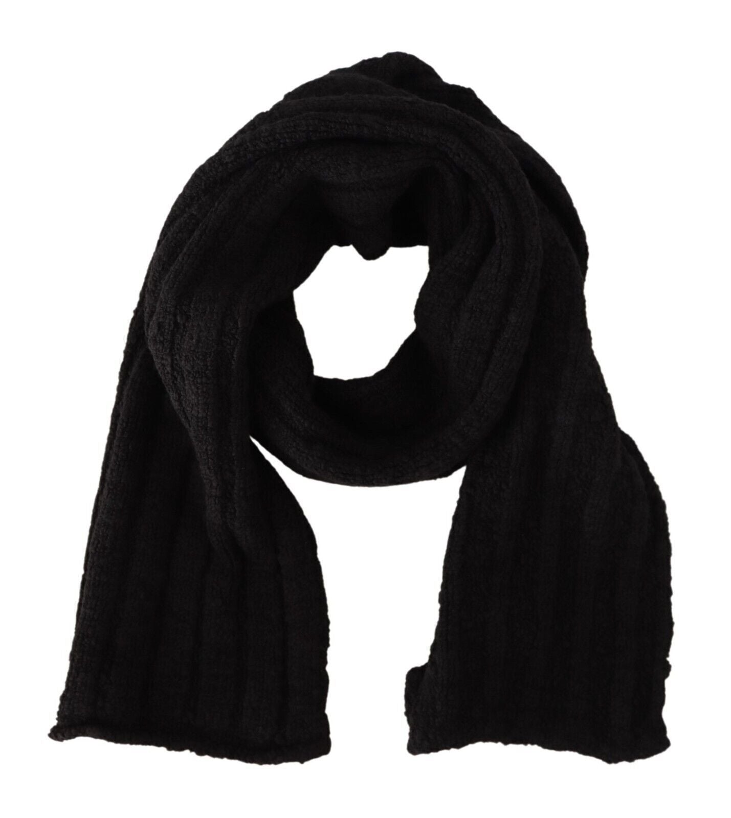 Dolce & Gabbana Elegance Unleashed Black Wool Scarf - KALAJ