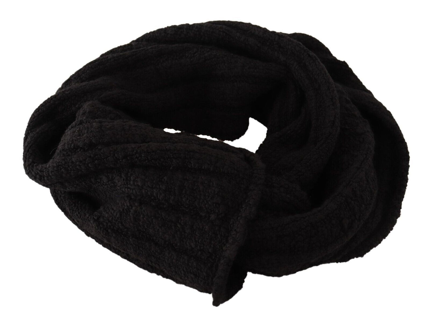 Dolce & Gabbana Elegance Unleashed Black Wool Scarf - KALAJ