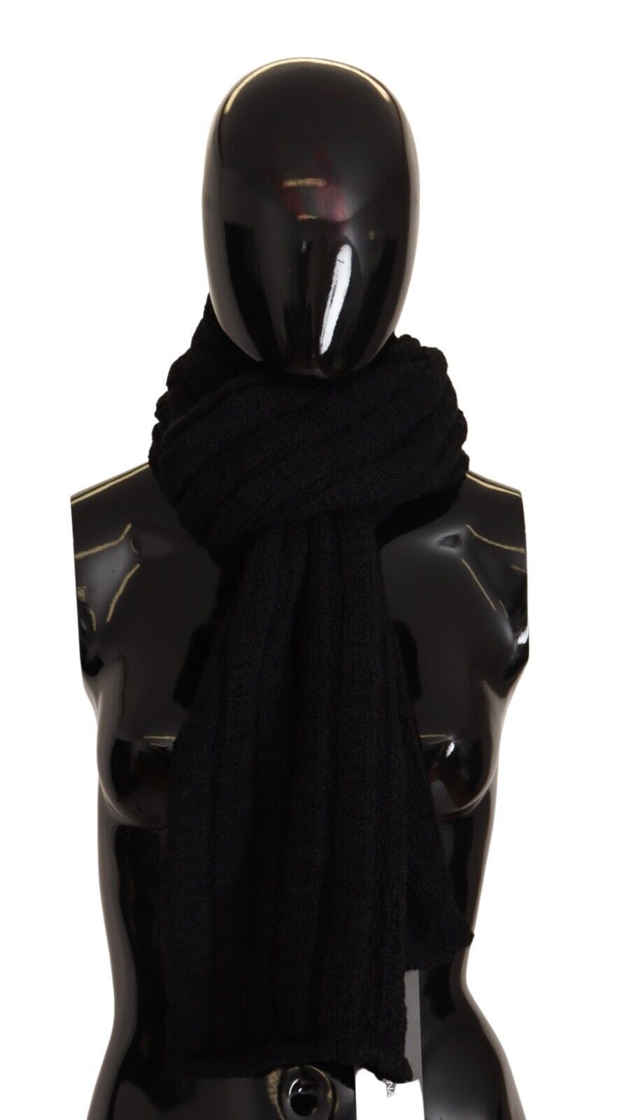 Dolce & Gabbana Elegance Unleashed Black Wool Scarf - KALAJ