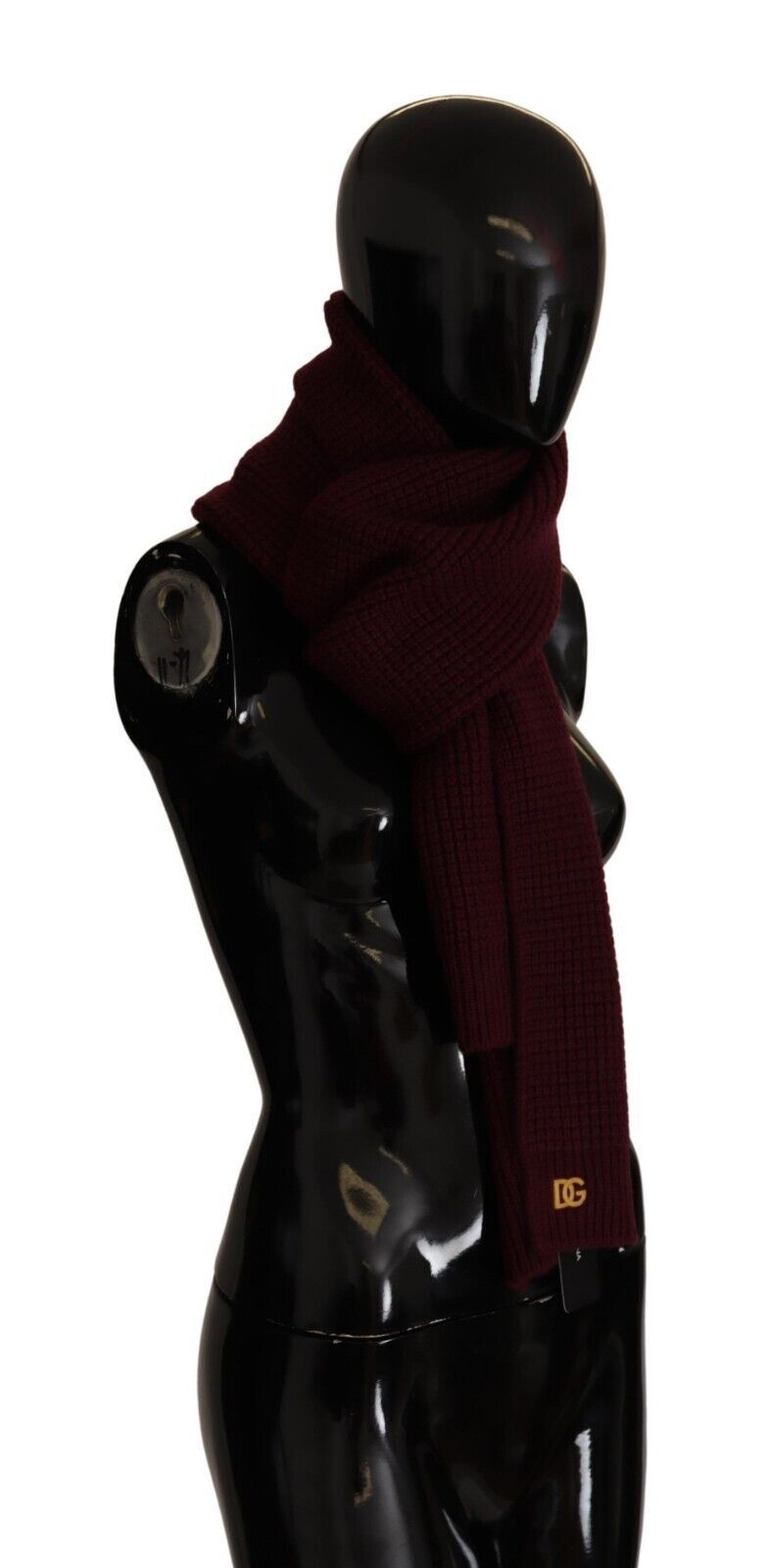 Dolce & Gabbana Elegant Cashmere Knit Scarf in Dark Red - KALAJ