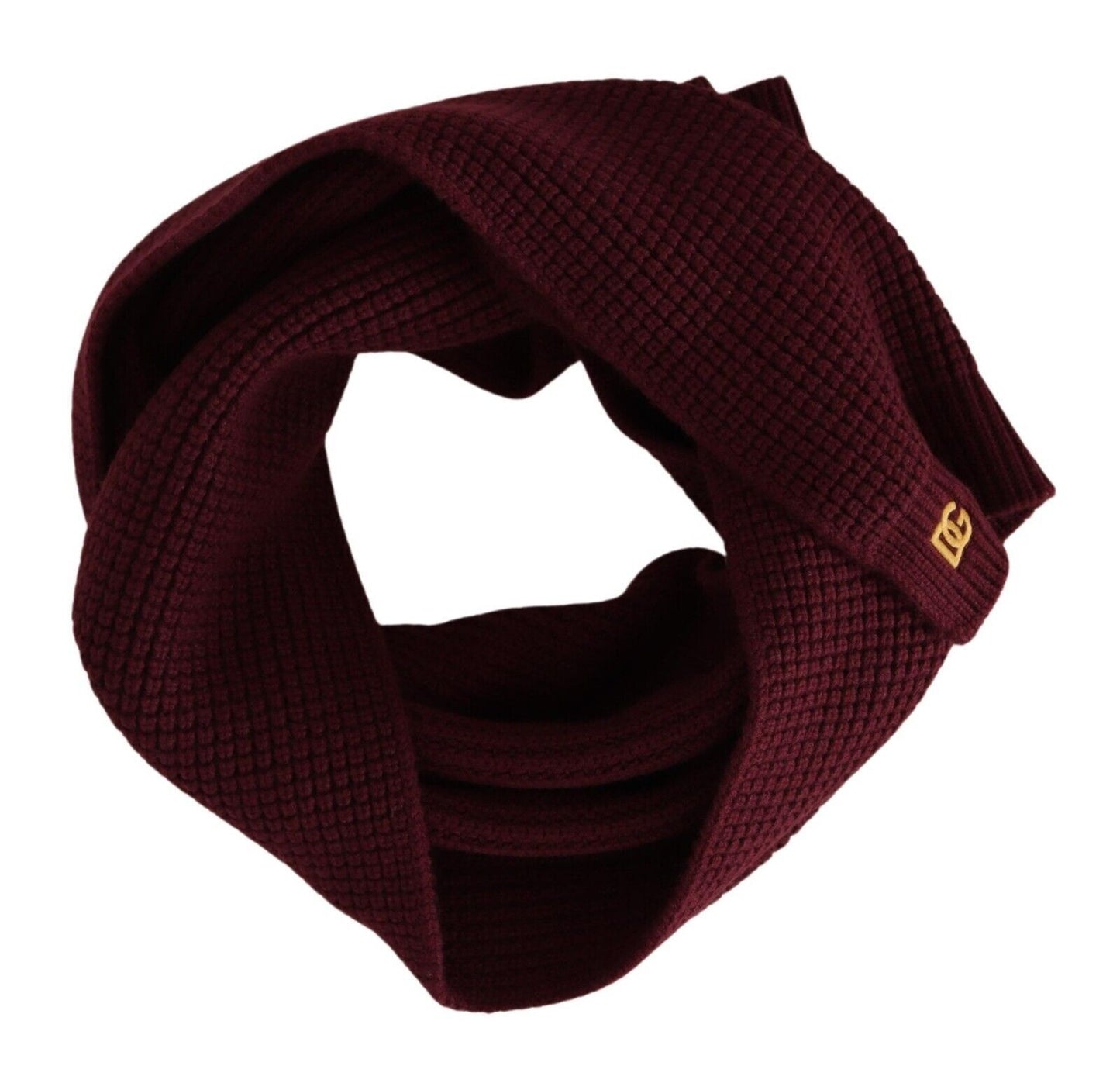 Dolce & Gabbana Elegant Cashmere Knit Scarf in Dark Red - KALAJ