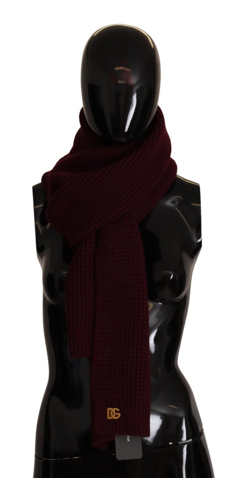 Dolce & Gabbana Elegant Cashmere Knit Scarf in Dark Red - KALAJ