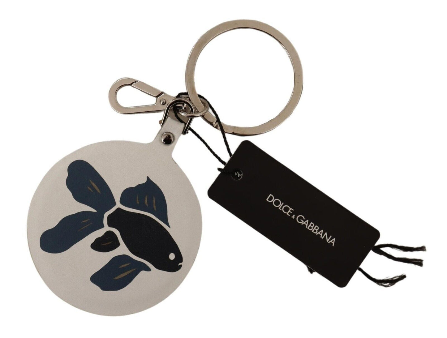 Dolce & Gabbana Chic White Leather Keychain - KALAJ