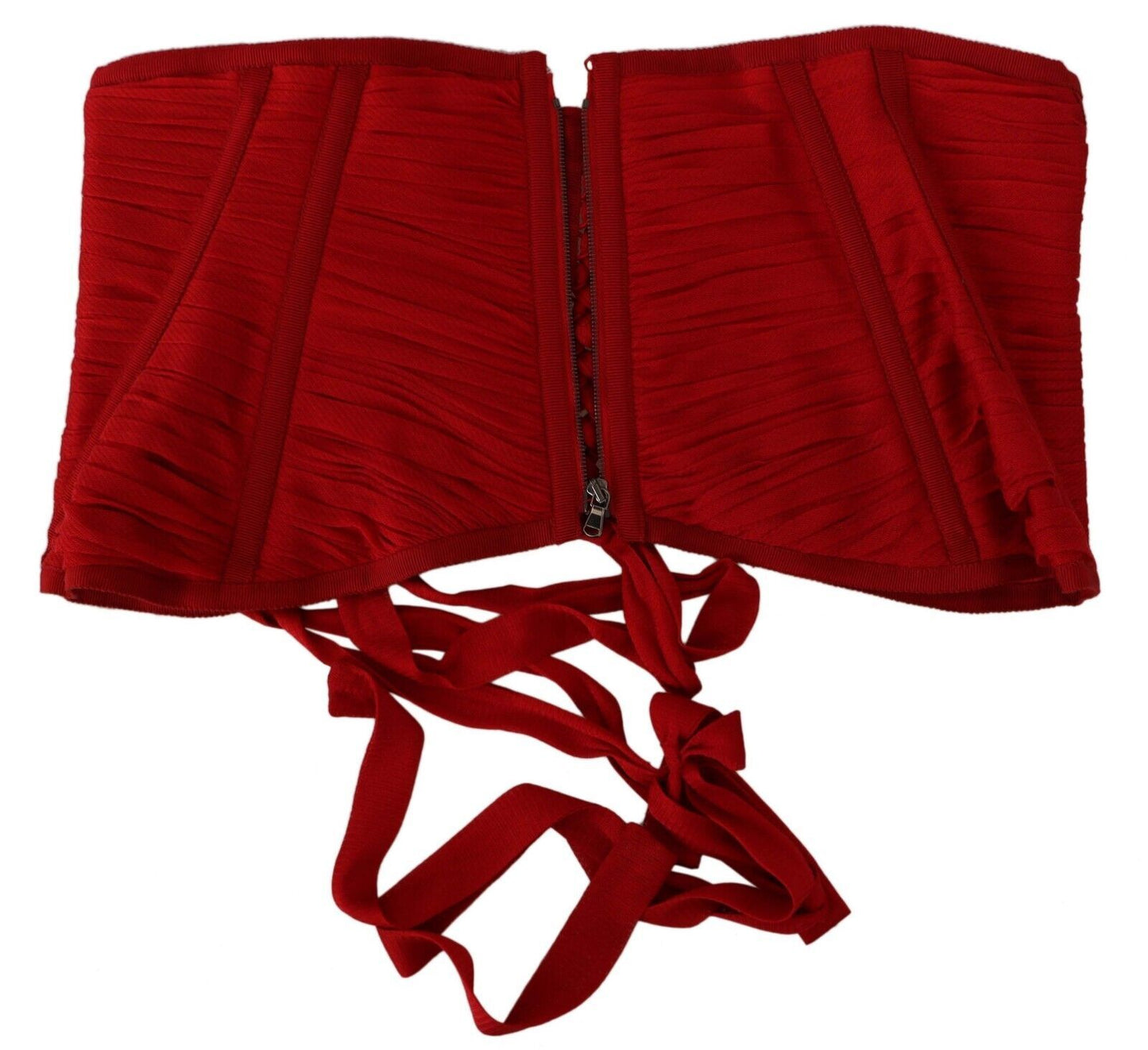 Dolce & Gabbana Elegant Red Silk Corset Belt Top