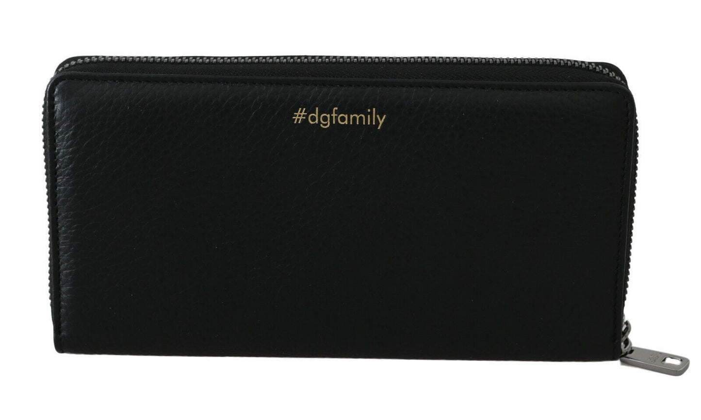 Dolce & Gabbana Elegant Black Leather Zip Wallet - KALAJ