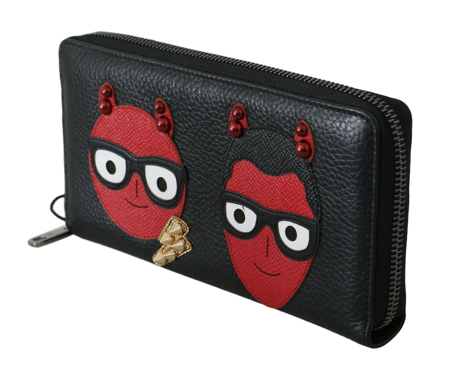 Dolce & Gabbana Chic Black and Red Leather Continental Wallet - KALAJ