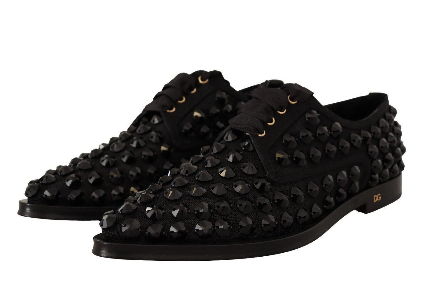 Dolce & Gabbana Elegant Gros Grain Lace-Up Jeweled Flats