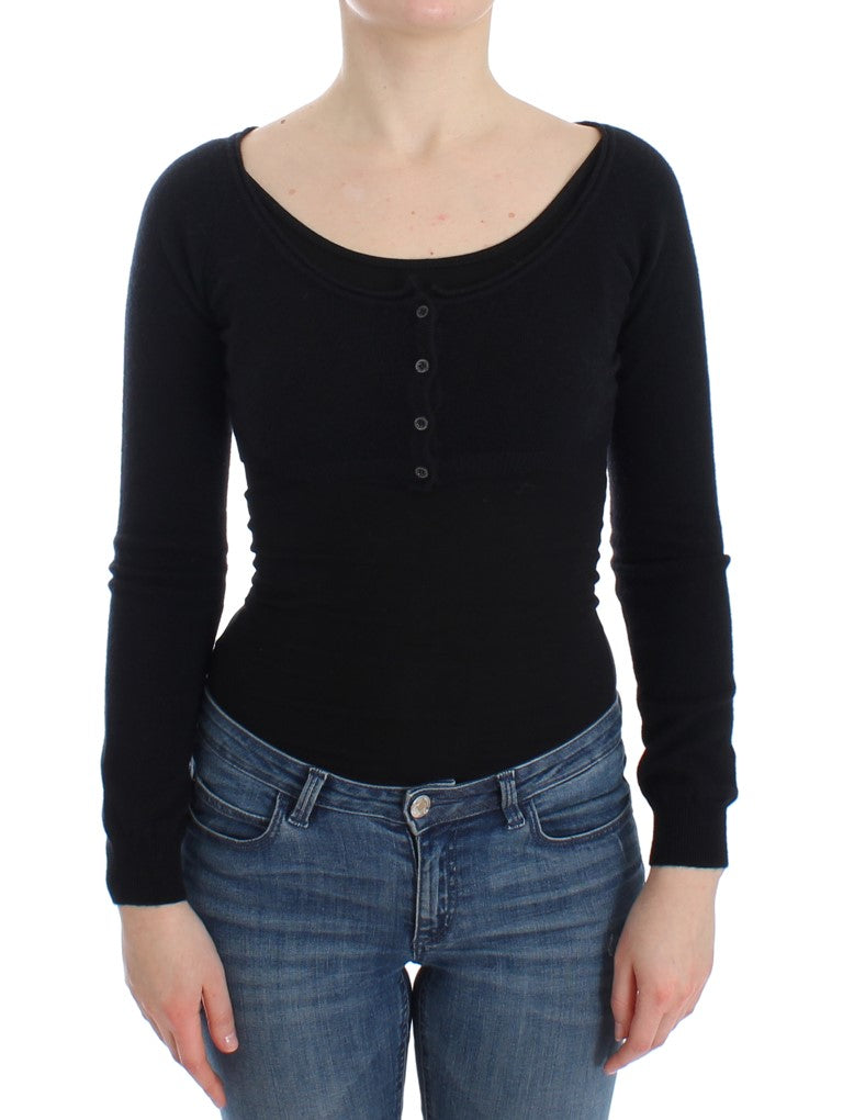 Ermanno Scervino Chic Cropped Black Wool-Cashmere Sweater