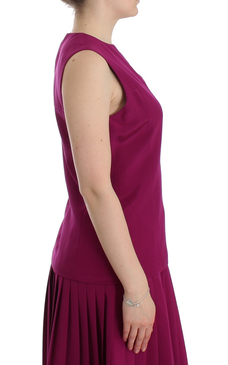 Barbara Casasola Stunning Silk Sleeveless Purple Blouse