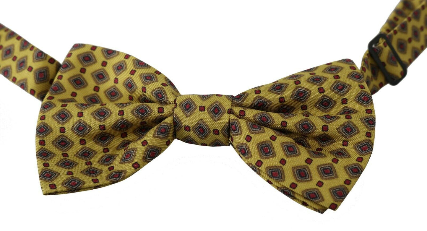 Dolce & Gabbana Elegant Yellow Silk Bow Tie - KALAJ